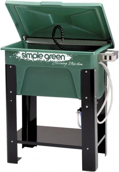 Simple Green - Free Standing Water-Based Parts Washer - 30 Gal Max Operating Capacity, Plastic Tank, 39" High x 35" Long x 24" Wide, 110 Input Volts - Benchmark Tooling