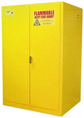 Eagle - 2 Door, 2 Shelf, Yellow Steel Standard Safety Cabinet for Flammable and Combustible Liquids - 65" High x 43" Wide x 34" Deep, Manual Closing Door, 3 Point Key Lock, 90 Gal Capacity - Benchmark Tooling