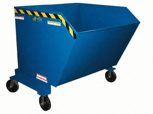 Vestil - 2,000 Lb Load Capacity, 0.5 Cu Yd, Steel Dump Hopper - 34-13/16" Wide x 52-1/4" Long x 37-5/8" High, Blue - Benchmark Tooling