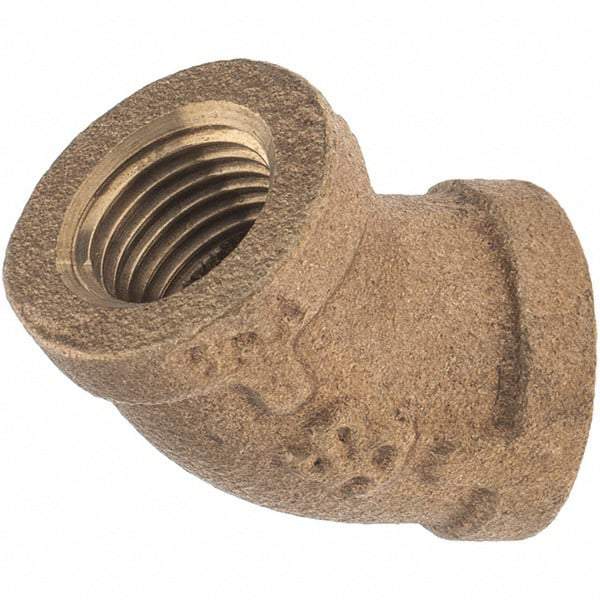 Merit Brass - Class 125, 1/4" Internal Pipe, Brass 45° Street Elbow - FBSPT x FBSPT - Benchmark Tooling