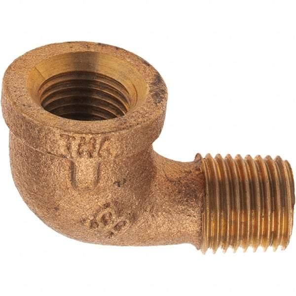 Merit Brass - Class 125, 1/4" Internal Pipe, Brass 90° Street Elbow - FBSPT x MBSPT - Benchmark Tooling