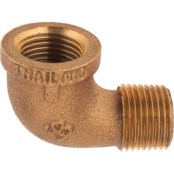 Merit Brass - Class 125, 1/2" Internal Pipe, Brass 90° Street Elbow - FBSPT x MBSPT - Benchmark Tooling