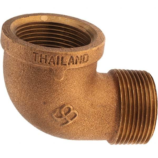 Merit Brass - Class 125, 1-1/4" Internal Pipe, Brass 90° Street Elbow - FBSPT x MBSPT - Benchmark Tooling