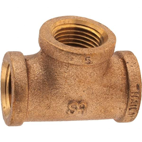 Merit Brass - Class 125, 1/2" Internal Pipe, Brass Tee - FBSPT x FBSPT x FBSPT - Benchmark Tooling