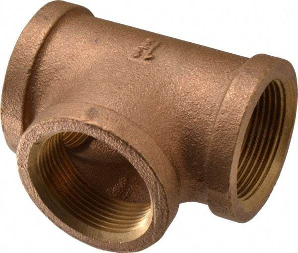 Merit Brass - Class 125, 1-1/2" Internal Pipe, Brass Tee - FBSPT x FBSPT x FBSPT - Benchmark Tooling