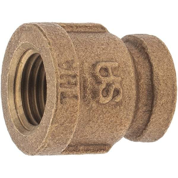 Merit Brass - Class 125, 1/4 x 1/8" Internal Pipe, Brass Reducing Coupling - FBSPT x FBSPT - Benchmark Tooling