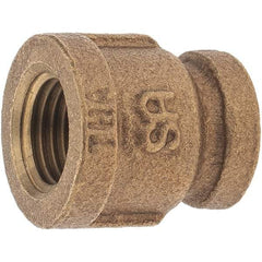 Merit Brass - Class 125, 1/4 x 1/8" Internal Pipe, Brass Reducing Coupling - FBSPT x FBSPT - Benchmark Tooling