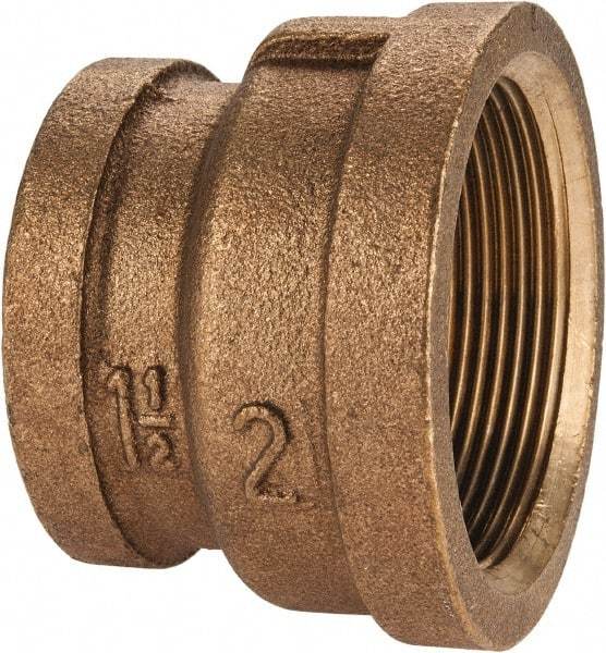 Merit Brass - Class 125, 2 x 1-1/2" Internal Pipe, Brass Reducing Coupling - FBSPT x FBSPT - Benchmark Tooling