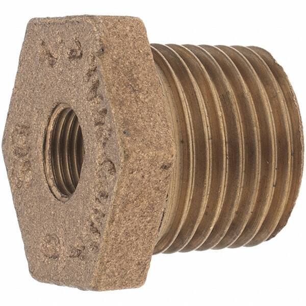 Merit Brass - Class 125, 1/2 x 1/8" Internal Pipe, Brass Hex Bushing - MBSPT x FBSPT - Benchmark Tooling