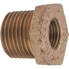 Merit Brass - Class 125, 1/2 x 1/4" Internal Pipe, Brass Hex Bushing - MBSPT x FBSPT - Benchmark Tooling