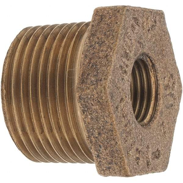 Merit Brass - Class 125, 3/4 x 1/4" Internal Pipe, Brass Hex Bushing - MBSPT x FBSPT - Benchmark Tooling