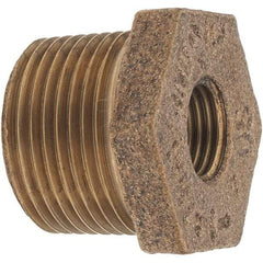 Merit Brass - Class 125, 3/4 x 1/4" Internal Pipe, Brass Hex Bushing - MBSPT x FBSPT - Benchmark Tooling