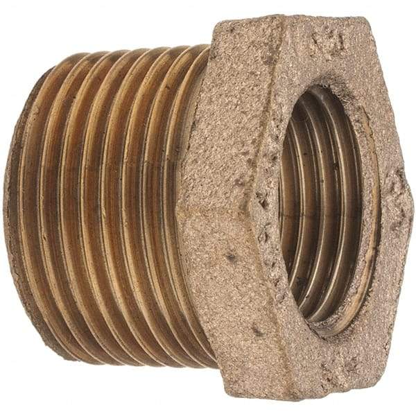 Merit Brass - Class 125, 3/4 x 1/2" Internal Pipe, Brass Hex Bushing - MBSPT x FBSPT - Benchmark Tooling