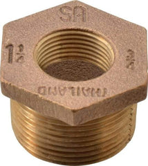 Merit Brass - Class 125, 1-1/4 x 3/4" Internal Pipe, Brass Hex Bushing - MBSPT x FBSPT - Benchmark Tooling
