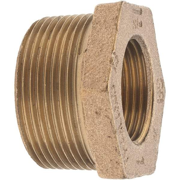 Merit Brass - Class 125, 1-1/2 x 1" Internal Pipe, Brass Hex Bushing - MBSPT x FBSPT - Benchmark Tooling