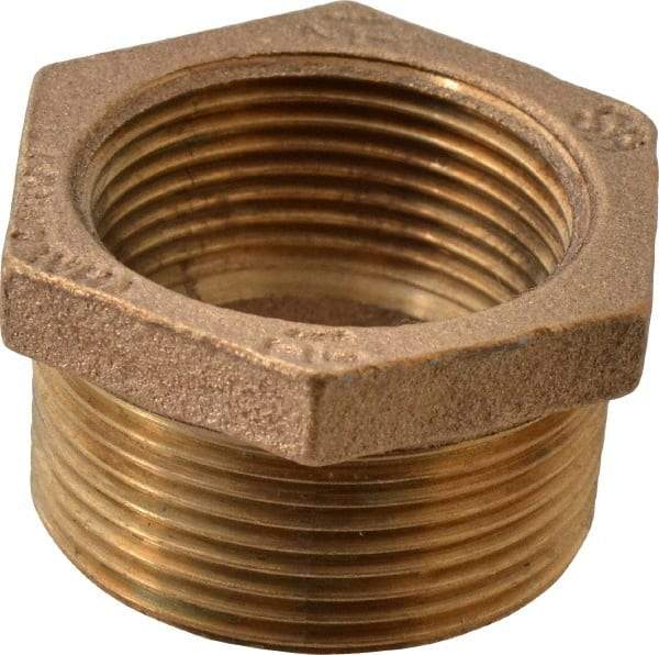 Merit Brass - Class 125, 1-1/2 x 1-1/4" Internal Pipe, Brass Hex Bushing - MBSPT x FBSPT - Benchmark Tooling
