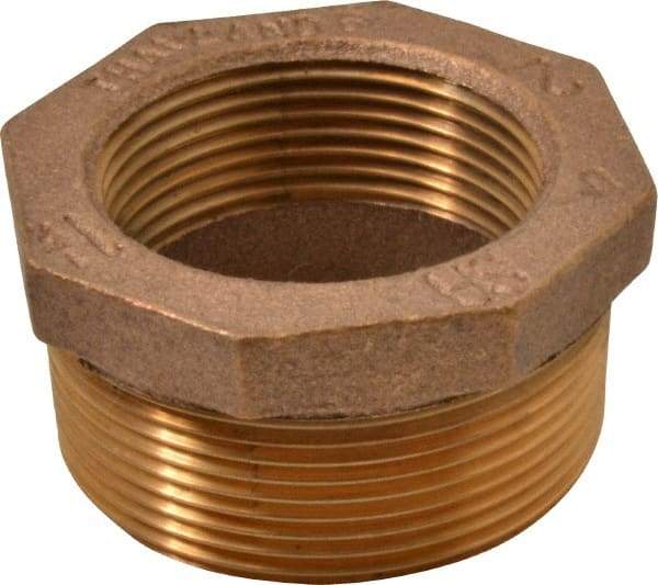 Merit Brass - Class 125, 2 x 1-1/2" Internal Pipe, Brass Hex Bushing - MBSPT x FBSPT - Benchmark Tooling