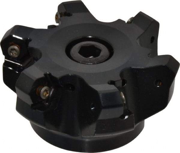Kennametal - 3" Cut Diam, 1" Arbor Hole, 4.51mm Max Depth of Cut, 45° Indexable Chamfer & Angle Face Mill - 6 Inserts, HNGJ 535-GD Insert, Right Hand Cut, 6 Flutes, Through Coolant, Series KSHR - Benchmark Tooling