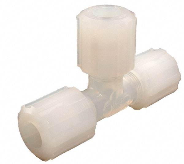 Parker - 1/4" Tube OD, PFA PTFE Plastic Compression Tube Union Tee - 300°F Max, Plastic Grip - Benchmark Tooling