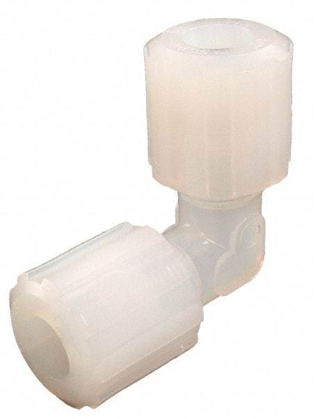 Parker - 1/8" Tube OD, PFA PTFE Plastic Compression Tube Union Elbow - 325°F Max, Plastic Grip - Benchmark Tooling