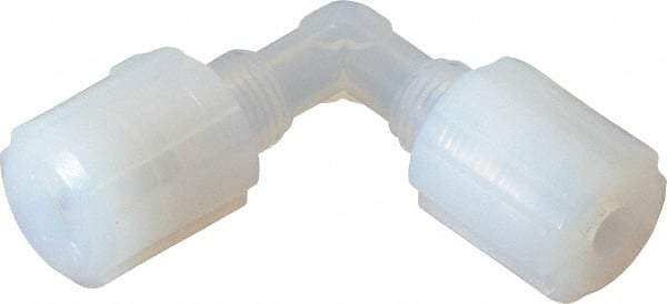 Parker - 1/4" Tube OD, PFA PTFE Plastic Compression Tube Union Elbow - 325°F Max, Plastic Grip - Benchmark Tooling