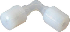 Parker - 1/4" Tube OD, PFA PTFE Plastic Compression Tube Union Elbow - 325°F Max, Plastic Grip - Benchmark Tooling
