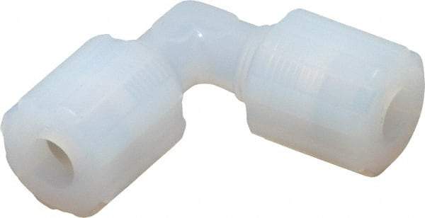 Parker - 3/8" Tube OD, PFA PTFE Plastic Compression Tube Union Elbow - 325°F Max, Plastic Grip - Benchmark Tooling