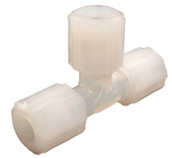 Parker - 3/8" Tube OD, PFA PTFE Plastic Compression Tube Union Tee - 325°F Max, Plastic Grip - Benchmark Tooling