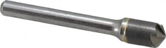 Made in USA - 3/8" Head Diam, 1/4" Shank Diam, 6 Flute 120° Solid Carbide Countersink - Bright Finish, 2-1/2" OAL, 0.062" Nose Diam, Single End, Straight Shank, Right Hand Cut - Benchmark Tooling