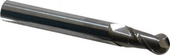 Accupro - 1/2" Diam, 1" LOC, 2 Flute Solid Carbide Ball End Mill - Uncoated, Single End, 4" OAL, 1/2" Shank Diam, Spiral Flute - Benchmark Tooling