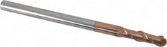 Accupro - 3/8" Diam, 1-1/2" LOC, 2 Flute Solid Carbide Ball End Mill - TiCN Finish, Single End, 6" OAL, 3/8" Shank Diam, Spiral Flute - Benchmark Tooling