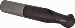 Accupro - 1" Diam, 2" LOC, 2 Flute Solid Carbide Ball End Mill - AlTiN Finish, Single End, 6" OAL, 1" Shank Diam, Spiral Flute - Benchmark Tooling