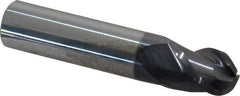 Accupro - 1/2" Diam, 5/8" LOC, 3 Flute Solid Carbide Ball End Mill - AlTiN Finish, Single End, 2-1/2" OAL, 1/2" Shank Diam, Spiral Flute - Benchmark Tooling