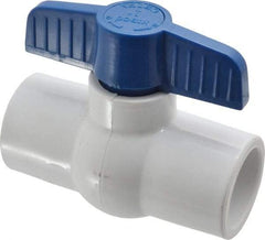 NIBCO - 1" Pipe, Standard Port, PVC Miniature Ball Valve - 1 Piece, Inline - One Way Flow, Solvent x Solvent Ends, Tee Handle, 150 WOG - Benchmark Tooling