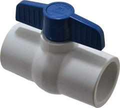 NIBCO - 1-1/4" Pipe, Standard Port, PVC Miniature Ball Valve - 1 Piece, Inline - One Way Flow, Solvent x Solvent Ends, Tee Handle, 150 WOG - Benchmark Tooling
