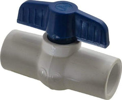 NIBCO - 1/2" Pipe, Standard Port, PVC Miniature Ball Valve - 1 Piece, Inline - One Way Flow, Solvent x Solvent Ends, Tee Handle, 150 WOG - Benchmark Tooling