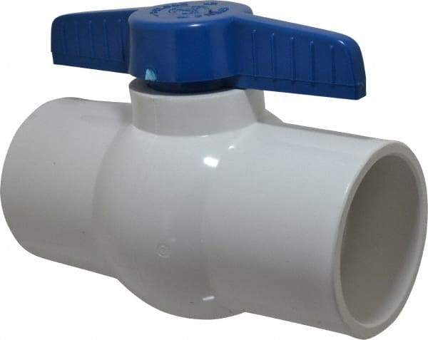 NIBCO - 4" Pipe, Standard Port, PVC Miniature Ball Valve - 1 Piece, Inline - One Way Flow, Solvent x Solvent Ends, Tee Handle, 150 WOG - Benchmark Tooling