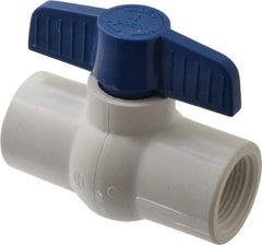 NIBCO - 1" Pipe, Standard Port, PVC Miniature Ball Valve - 1 Piece, Inline - One Way Flow, FNPT x FNPT Ends, Tee Handle, 150 WOG - Benchmark Tooling