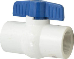 NIBCO - 1-1/2" Pipe, Standard Port, PVC Miniature Ball Valve - 1 Piece, Inline - One Way Flow, FNPT x FNPT Ends, Tee Handle, 150 WOG - Benchmark Tooling
