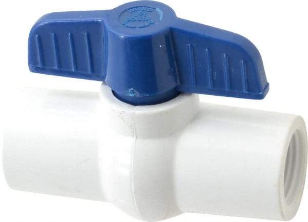 NIBCO - 1/2" Pipe, Standard Port, PVC Miniature Ball Valve - 1 Piece, Inline - One Way Flow, FNPT x FNPT Ends, Tee Handle, 150 WOG - Benchmark Tooling