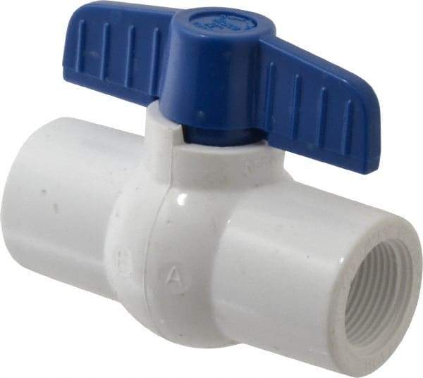 NIBCO - 3/4" Pipe, Standard Port, PVC Miniature Ball Valve - 1 Piece, Inline - One Way Flow, FNPT x FNPT Ends, Tee Handle, 150 WOG - Benchmark Tooling