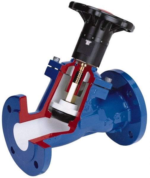 NIBCO - 2-1/2" Pipe, Flanged End Connections, Y Pattern Calibrated Balance Valve - 290mm Long, 278mm High, 175 Max psi, Iron Body - Benchmark Tooling