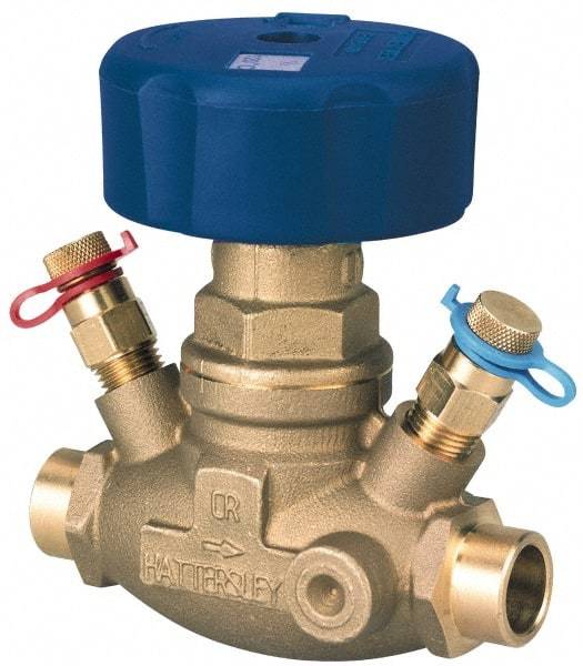 NIBCO - 1" Pipe, Solder End Connections, Straight Calibrated Balance Valve - 120mm Long, 107mm High, 240 Max psi, Brass Body - Benchmark Tooling