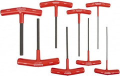 Bondhus - 8 Piece T-Handle Cushion Grip Hex Key Set - Hex Range 2 to 10mm, 6" OAL, Protanium High Torque Steel - Benchmark Tooling