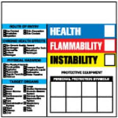 NMC - "Health - Flammability - Instability", 6" Long x 6" Wide, Pressure-Sensitive Vinyl Safety Sign - Square, 0.004" Thick, Use for Hazardous Materials - Benchmark Tooling