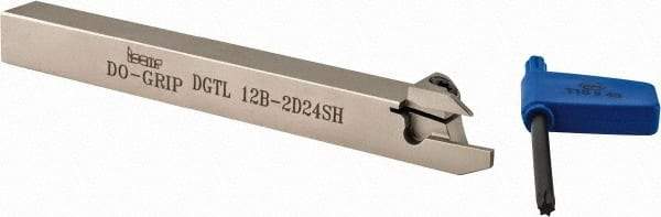 Iscar - External Thread, 0.4724" Max Depth of Cut, 1.9mm Min Groove Width, 120mm OAL, Left Hand Indexable Grooving Cutoff Toolholder - 12mm Shank Height x 12mm Shank Width, DG.. Insert Style, DGT Toolholder Style, Series Do-Grip - Benchmark Tooling