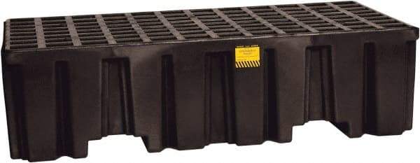 Eagle - 66 Gal Sump, 4,000 Lb Capacity, 2 Drum, Polyethylene Spill Deck or Pallet - 51" Long x 26-1/4" Wide x 13-3/4" High, Black, Liftable Fork, Vertical, 2 x 2 Drum Configuration - Benchmark Tooling