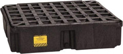 Eagle - 12 Gal Sump, 2,000 Lb Capacity, 1 Drum, Polyethylene Spill Deck or Pallet - 26-1/4" Long x 26" Wide x 6-1/2" High, Black, Drain Included, Low Profile, Vertical, Inline Drum Configuration - Benchmark Tooling