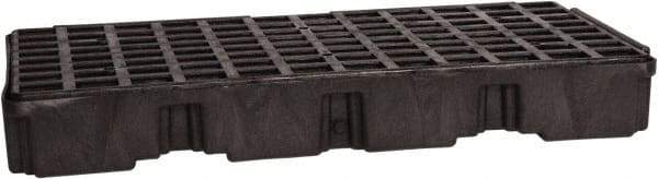 Eagle - 30 Gal Sump, 5,000 Lb Capacity, 2 Drum, Polyethylene Spill Deck or Pallet - 51-1/2" Long x 26-1/4" Wide x 6-1/2" High, Black, Drain Included, Low Profile, Vertical, Inline Drum Configuration - Benchmark Tooling