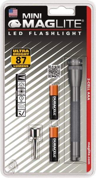 Mag-Lite - Clear LED Bulb, 111 Lumens, Mini Flashlight - Gray Aluminum Body, 2 AAA Alkaline Batteries Included - Benchmark Tooling